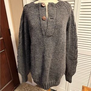 VTG Chunky Hand Knit Gray Wool Sweater Dress Mary Guild Cambridgeport, VT